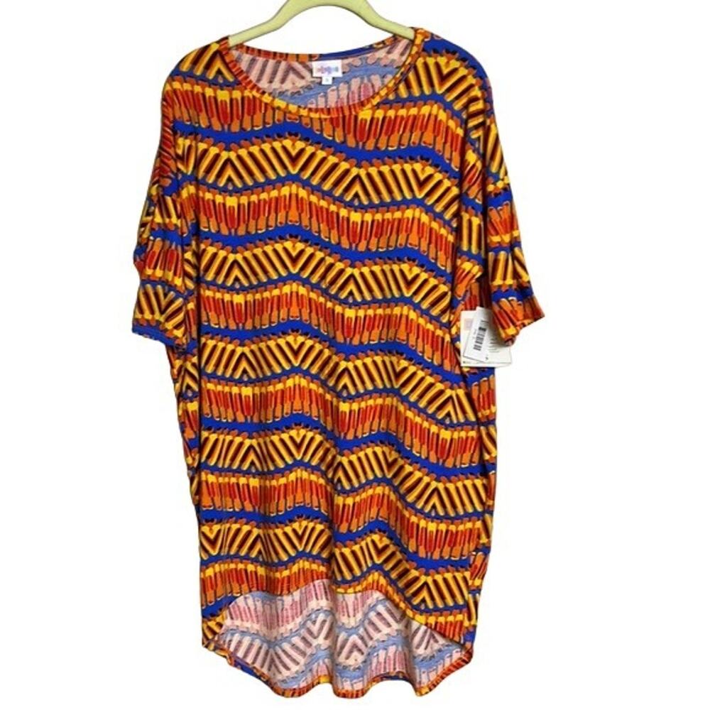 S Tunic Hi Low Blouse Festive Island African Colorful Striped NWT LuLaRoe Irma